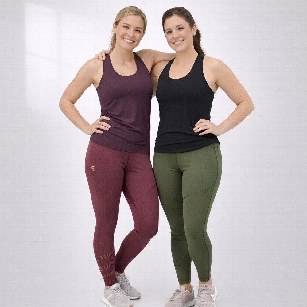 Virus Action Sports Ankle Leggings Womens Medium Lot (2) Burgundy Green Gym Yoga